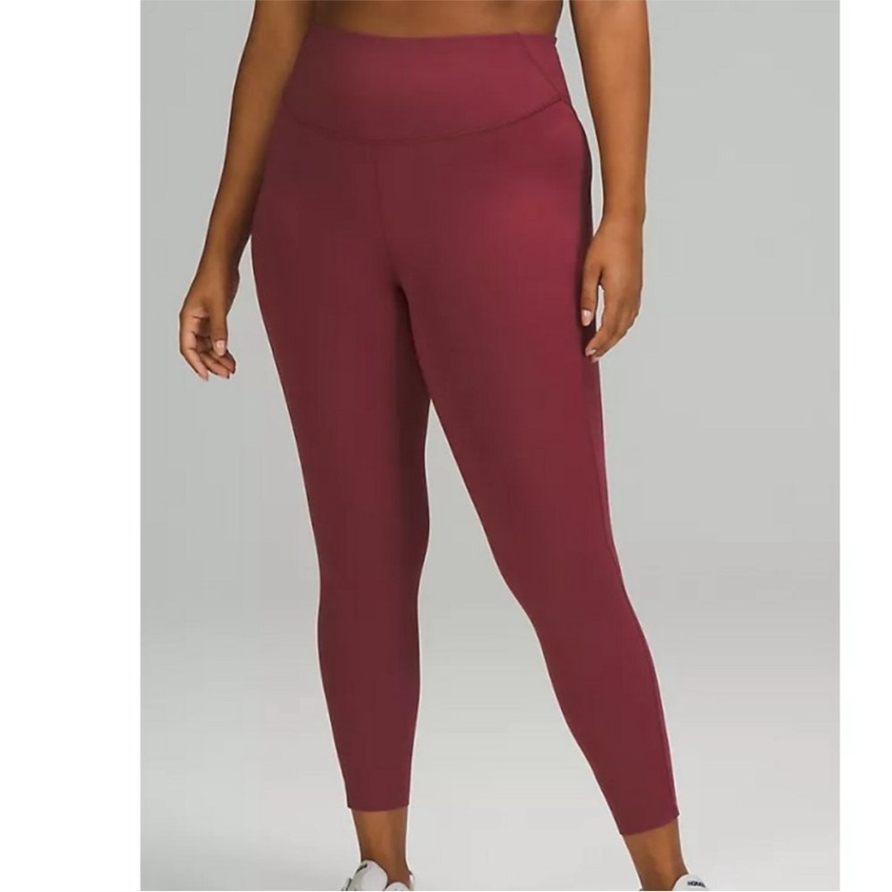 Lululemon Athletica Maroon High-Rise Leggings Base Pace 25”
